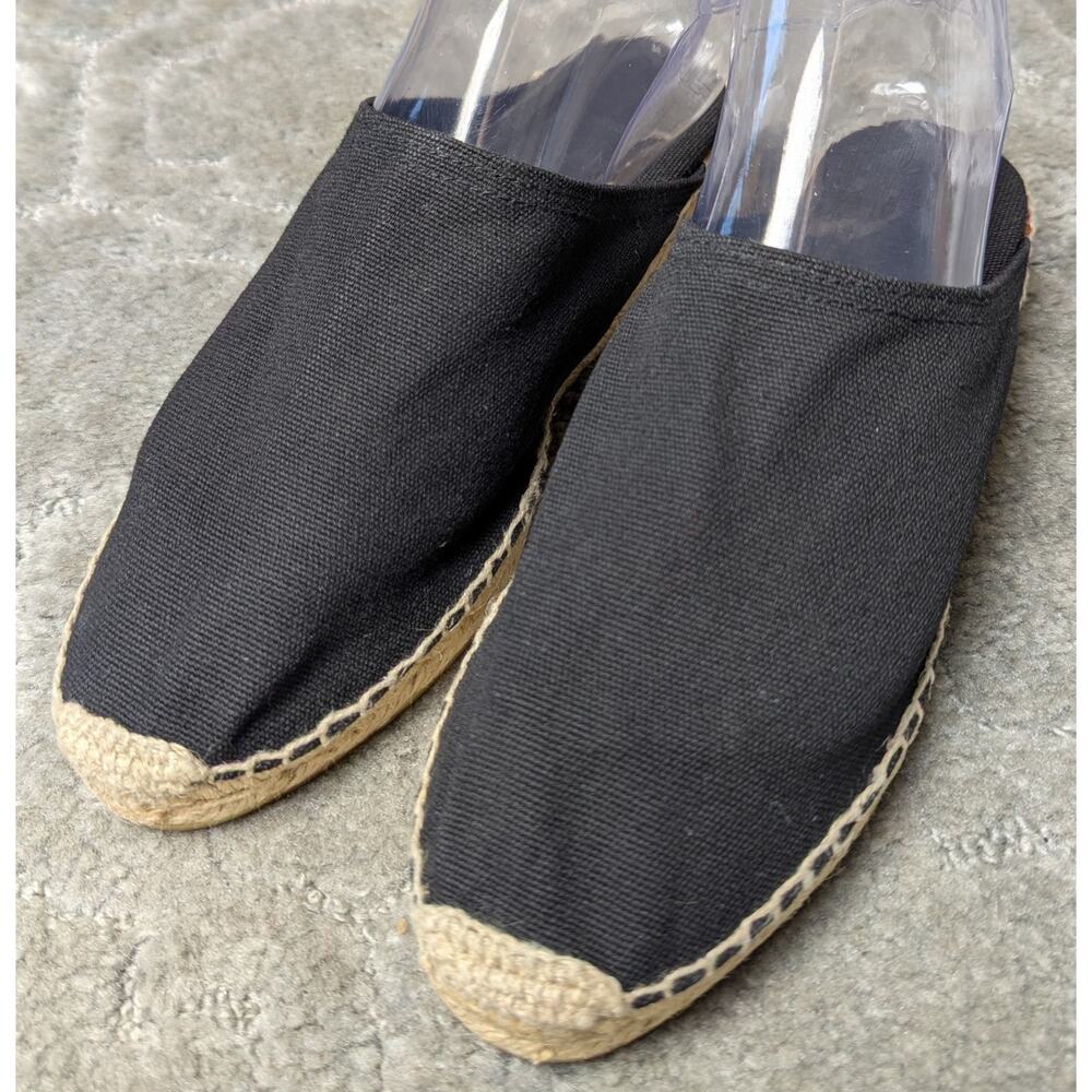 Lands End Black Espadrilles Mules Womens 8 canvas beach cruise wear flats casual